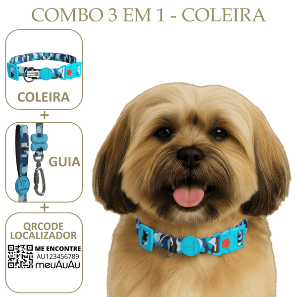 COMBO 3 EM 1: COLEIRA+ GUIA + LOCALIZADOR