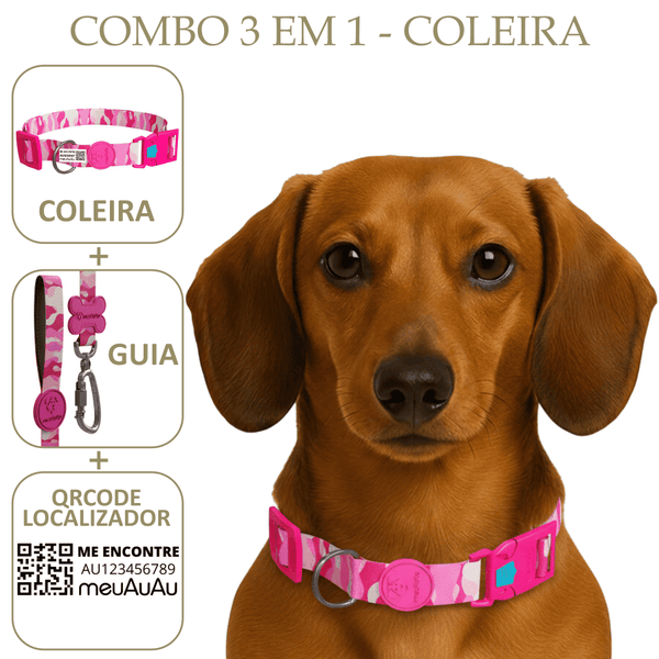 COMBO 3 EM 1: COLEIRA+ GUIA + LOCALIZADOR