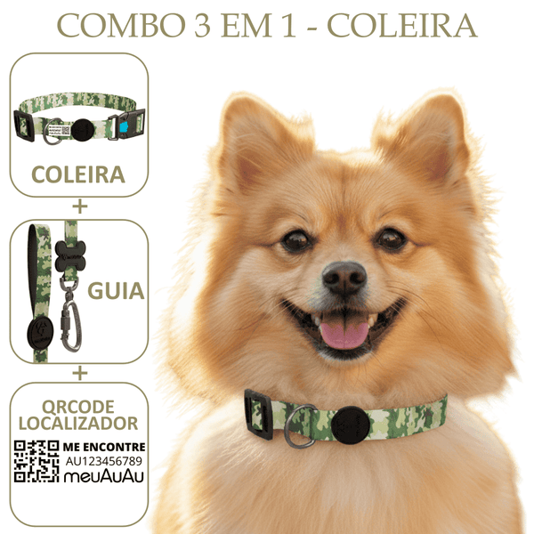 COMBO 3 EM 1: COLEIRA+ GUIA + LOCALIZADOR