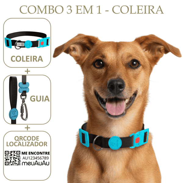 COMBO 3 EM 1: COLEIRA+ GUIA + LOCALIZADOR