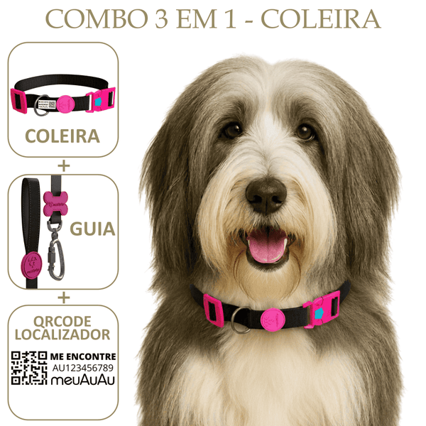 COMBO 3 EM 1: COLEIRA+ GUIA + LOCALIZADOR