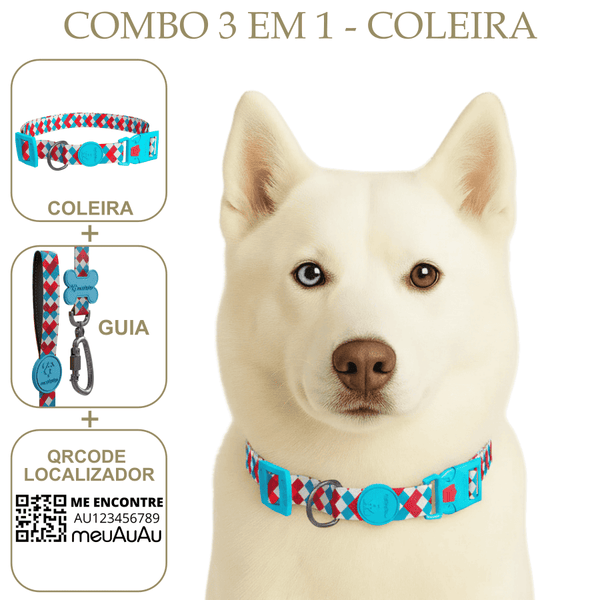 COMBO 3 EM 1: COLEIRA+ GUIA + LOCALIZADOR